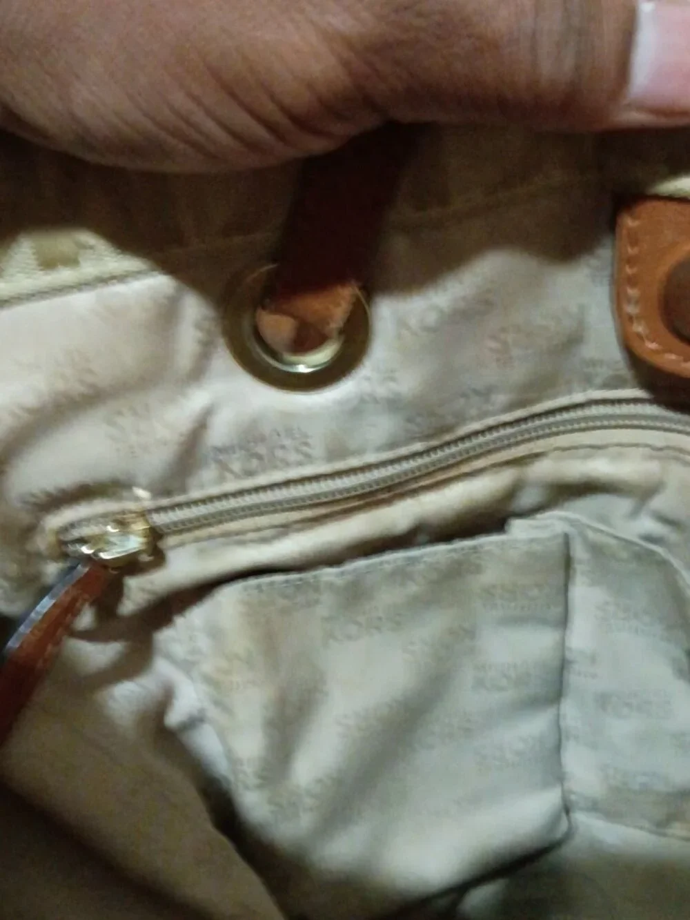 Michael Kors Jet Set Tote Signature Canvas Leather Handbag Camel